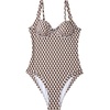 image:imageSUUKSESS Women Sexy Underwire One Piece Swimsuit Color Block Cutout Bathing Suit215 Brown Geometry
