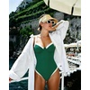 image:imageSUUKSESS Women Sexy Underwire One Piece Swimsuit Color Block Cutout Bathing Suit215 Green White