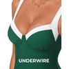 image:imageSUUKSESS Women Sexy Underwire One Piece Swimsuit Color Block Cutout Bathing Suit215 Green White