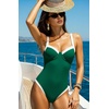 image:imageSUUKSESS Women Sexy Underwire One Piece Swimsuit Color Block Cutout Bathing Suit215 Green White