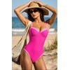 image:imageSUUKSESS Women Sexy Underwire One Piece Swimsuit Color Block Cutout Bathing Suit215 Pink Color Block