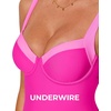 image:imageSUUKSESS Women Sexy Underwire One Piece Swimsuit Color Block Cutout Bathing Suit215 Pink Color Block