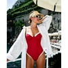 image:imageSUUKSESS Women Sexy Underwire One Piece Swimsuit Color Block Cutout Bathing Suit215 Red White