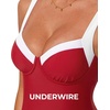 image:imageSUUKSESS Women Sexy Underwire One Piece Swimsuit Color Block Cutout Bathing Suit215 Red White
