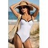 image:imageSUUKSESS Women Sexy Underwire One Piece Swimsuit Color Block Cutout Bathing Suit215 White Black