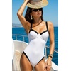 image:imageSUUKSESS Women Sexy Underwire One Piece Swimsuit Color Block Cutout Bathing Suit215 White Black