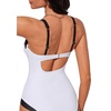 image:imageSUUKSESS Women Sexy Underwire One Piece Swimsuit Color Block Cutout Bathing Suit215 White Black