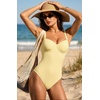 image:imageSUUKSESS Women Sexy Underwire One Piece Swimsuit Color Block Cutout Bathing Suit215 Yellow