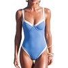 image:imageSUUKSESS Women Sexy Underwire One Piece Swimsuit Color Block Cutout Bathing Suit215 Azure White