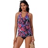image:imageSUUKSESS Women Halter Tankini Swimsuit High Waist Cowl Neck Bathing Suit 2 Piece171 Black Multicolor Rose