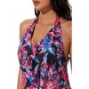 image:imageSUUKSESS Women Halter Tankini Swimsuit High Waist Cowl Neck Bathing Suit 2 Piece171 Black Multicolor Rose