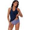 image:imageSUUKSESS Women Halter Tankini Swimsuit High Waist Cowl Neck Bathing Suit 2 Piece171 Navy Blue Solid Floral