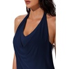 image:imageSUUKSESS Women Halter Tankini Swimsuit High Waist Cowl Neck Bathing Suit 2 Piece171 Navy Blue Solid Floral