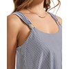 image:imageSUUKSESS Women Ruffle High Waisted Tankini Swimsuit Tummy Control Bathing Suit80  Black Stipped  Blue Bottom