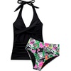 image:imageSUUKSESS Women Sexy Halter Tankini Bathing Suits Slimming Tummy Control High Waisted Swimsuits 2 PieceFlowers Multi