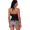 image:imageSUUKSESS Women Sexy Halter Tankini Bathing Suits Slimming Tummy Control High Waisted Swimsuits 2 PieceFlowers Multi