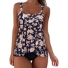 image:imageSUUKSESS Women Ruffle High Waisted Tankini Swimsuit Tummy Control Bathing Suit80 Vintage Floral Black