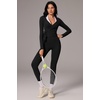 image:imageSUUKSESS Women 2 Piece Tie Front Wrap Outfits Cover Up Tops Soft leggings With PocketsBlack