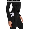 image:imageSUUKSESS Women 2 Piece Tie Front Wrap Outfits Cover Up Tops Soft leggings With PocketsBlack