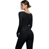 image:imageSUUKSESS Women 2 Piece Tie Front Wrap Outfits Cover Up Tops Soft leggings With PocketsBlack