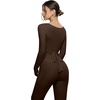image:imageSUUKSESS Women 2 Piece Tie Front Wrap Outfits Cover Up Tops Soft leggings With PocketsBrown