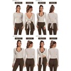 image:imageSUUKSESS Women 2 Piece Tie Front Wrap Outfits Cover Up Tops Soft leggings With PocketsBrown Polka Dots