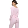 image:imageSUUKSESS Women 2 Piece Tie Front Wrap Outfits Cover Up Tops Soft leggings With PocketsLight Pink