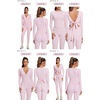 image:imageSUUKSESS Women 2 Piece Tie Front Wrap Outfits Cover Up Tops Soft leggings With PocketsLight Pink