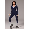 image:imageSUUKSESS Women 2 Piece Tie Front Wrap Outfits Cover Up Tops Soft leggings With PocketsNavy Blue