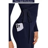 image:imageSUUKSESS Women 2 Piece Tie Front Wrap Outfits Cover Up Tops Soft leggings With PocketsNavy Blue