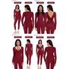 image:imageSUUKSESS Women 2 Piece Tie Front Wrap Outfits Cover Up Tops Soft leggings With PocketsWine