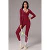 image:imageSUUKSESS Women 2 Piece Tie Front Wrap Outfits Cover Up Tops Soft leggings With PocketsWine