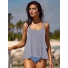 image:imageSUUKSESS Women Ruffle High Waisted Tankini Swimsuit Tummy Control Bathing SuitBlack Striped  Blue Bottom