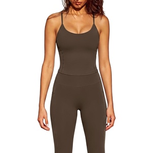 image:imageSUUKSESS Women Sexy Workout Sets Padded Sports Bra High Waisted Leggings OutfitsBrown