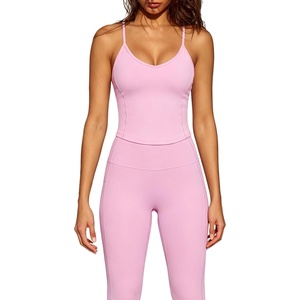 image:imageSUUKSESS Women Sexy Workout Sets Padded Sports Bra High Waisted Leggings OutfitsLight Pink