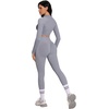 image:imageSUUKSESS Women 2 Piece Workout Sets HalfZip Athletic Top Seamless Leggings  Athletic Long Sleeve Crop TopHidden Scrunch Hip Lifting LeggingsYoga Gym Matching SetsSoft Stretch fabricWashed Blue
