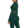 image:imageSUUKSESS Women 2 Piece Workout Sets HalfZip Athletic Top Seamless Leggings  Athletic Long Sleeve Crop TopHidden Scrunch Hip Lifting LeggingsYoga Gym Matching SetsSoft Stretch fabricGreen
