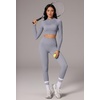 image:imageSUUKSESS Women 2 Piece Workout Sets HalfZip Athletic Top Seamless Leggings  Athletic Long Sleeve Crop TopHidden Scrunch Hip Lifting LeggingsYoga Gym Matching SetsSoft Stretch fabricWashed Blue