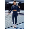 image:imageSUUKSESS Women 2 Piece Workout Sets HalfZip Athletic Top Seamless Leggings  Athletic Long Sleeve Crop TopHidden Scrunch Hip Lifting LeggingsYoga Gym Matching SetsSoft Stretch fabricNavy Blue