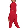 image:imageSUUKSESS Women 2 Piece Workout Sets HalfZip Athletic Top Seamless Leggings  Athletic Long Sleeve Crop TopHidden Scrunch Hip Lifting LeggingsYoga Gym Matching SetsSoft Stretch fabricRed