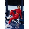 image:imageSUUKSESS Women 2 Piece Workout Sets HalfZip Athletic Top Seamless Leggings  Athletic Long Sleeve Crop TopHidden Scrunch Hip Lifting LeggingsYoga Gym Matching SetsSoft Stretch fabricRed