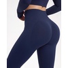 image:imageSUUKSESS Women 2 Piece Workout Sets Square Neck Crop Top Seamless Leggings  Long Sleeve Athletic TopHidden Scrunch Hip Lifting LeggingsYoga Pilates Matching SetsSoft Stretch fabricNavy Blue