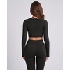 image:imageSUUKSESS Women 2 Piece Workout Sets Square Neck Crop Top Seamless Leggings  Long Sleeve Athletic TopHidden Scrunch Hip Lifting LeggingsYoga Pilates Matching SetsSoft Stretch fabricBlack