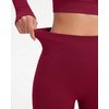image:imageSUUKSESS Women 2 Piece Workout Sets Square Neck Crop Top Seamless Leggings  Long Sleeve Athletic TopHidden Scrunch Hip Lifting LeggingsYoga Pilates Matching SetsSoft Stretch fabricWine Red