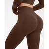 image:imageSUUKSESS Women 2 Piece Workout Sets Square Neck Crop Top Seamless Leggings  Long Sleeve Athletic TopHidden Scrunch Hip Lifting LeggingsYoga Pilates Matching SetsSoft Stretch fabricDark Brown