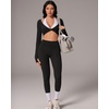 image:imageSUUKSESS Women 2 Piece Workout Sets for Pilates Long Sleeve Top LeggingsBlack