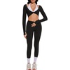 image:imageSUUKSESS Women 2 Piece Workout Sets for Pilates Long Sleeve Top LeggingsBlack