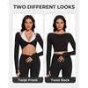 image:imageSUUKSESS Women 2 Piece Workout Sets for Pilates Long Sleeve Top LeggingsBlack