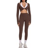 image:imageSUUKSESS Women 2 Piece Workout Sets for Pilates Long Sleeve Top LeggingsBrown