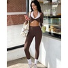 image:imageSUUKSESS Women 2 Piece Workout Sets for Pilates Long Sleeve Top LeggingsBrown